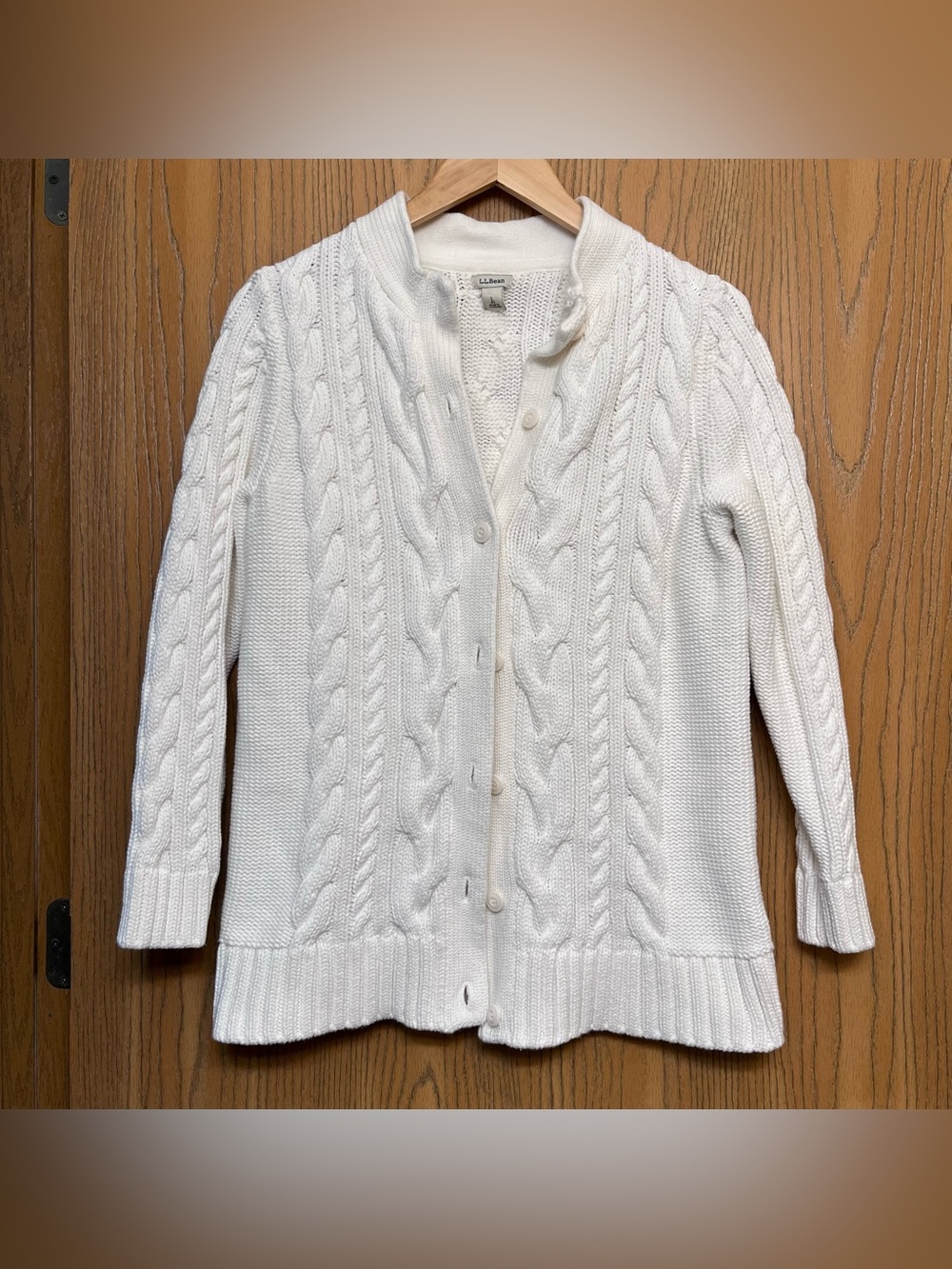 L.L. Bean | Women's Cable Knit Fisherman's Cardigan Sweater | Size L